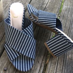 Chunky Sam Edelman Circus Denim Striped Shoe Sz 6